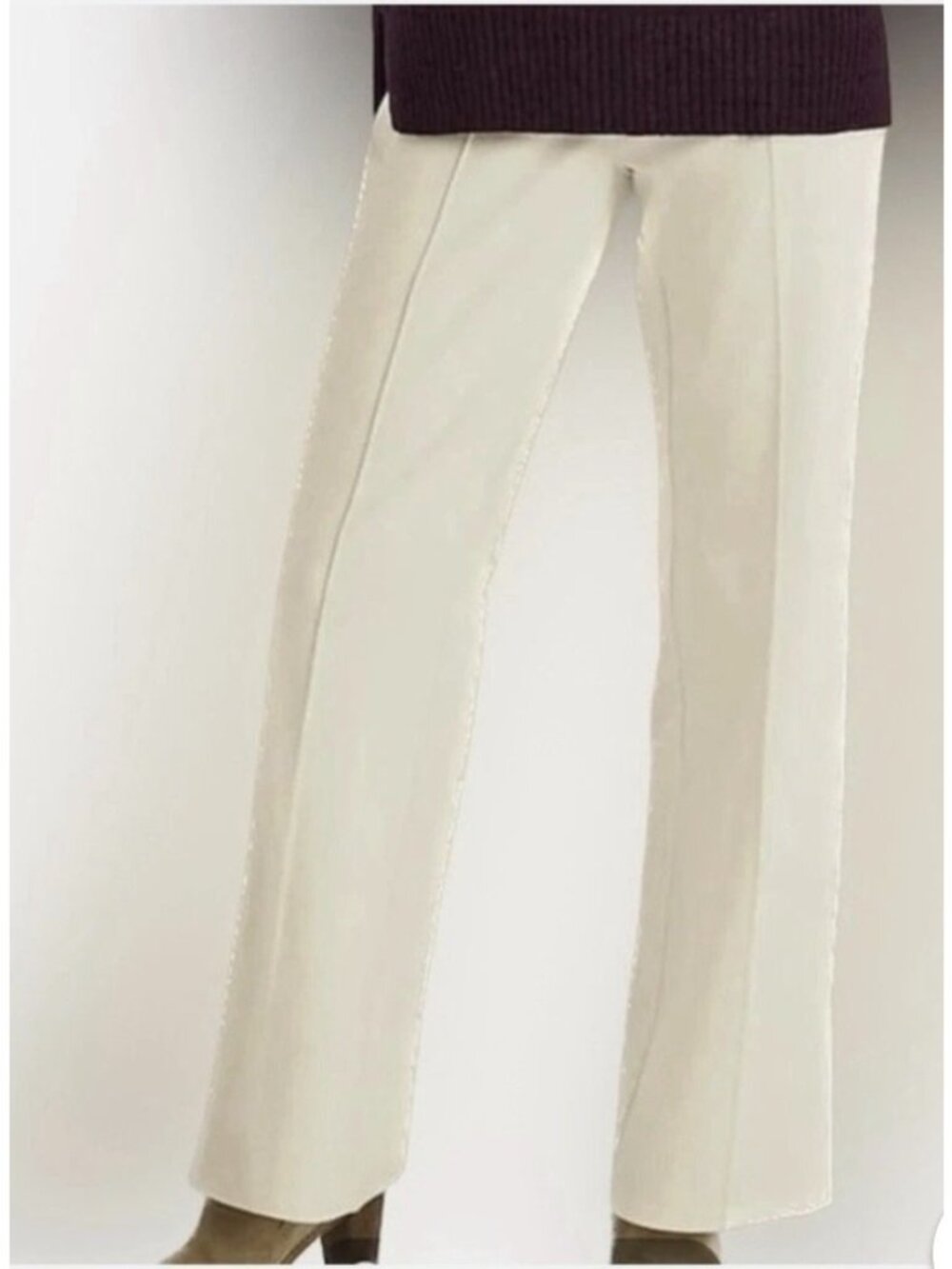 J Jill Wearever Straight Leg Pants Womens Size M Cream Pull On Trousers New READ